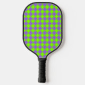 Paars Groen Geruit Diamant Patroon Pickleball Paddle (Achterkant)