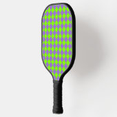 Paars Groen Geruit Diamant Patroon Pickleball Paddle (Links)