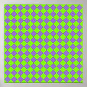 Paars Groen Geruit Diamant Patroon Poster
