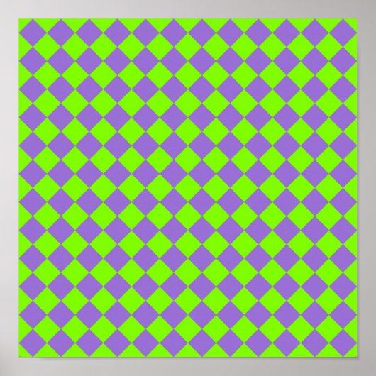 Paars Groen Geruit Diamant Patroon Poster (Voorkant)