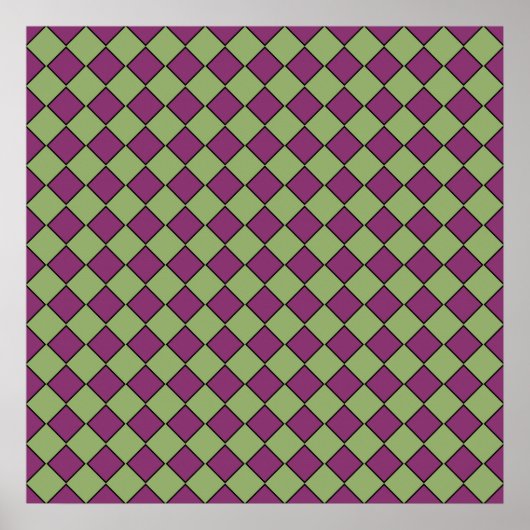 Paars Groen Geruit Diamant Patroon Poster (Voorkant)