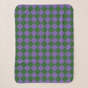 Paars Groen Geruit Diamant Patroon Sherpa Deken