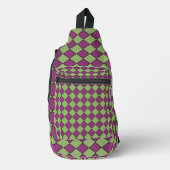 Paars Groen Geruit Diamant Patroon Sling Bag (Voorkant)