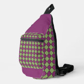 Paars Groen Geruit Diamant Patroon Sling Bag (Rechterhoek)