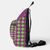 Paars Groen Geruit Diamant Patroon Sling Bag (Rechts)