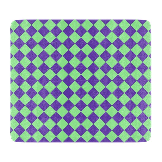 Paars Groen Geruit Diamant Patroon Snijplank (Voorkant)