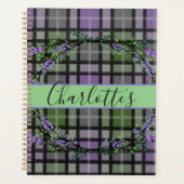 Paars groen geruit lavendel planner (Voorkant)