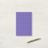 Paars Groen Geruit Patroon Post-it® Notes (Op bureau)