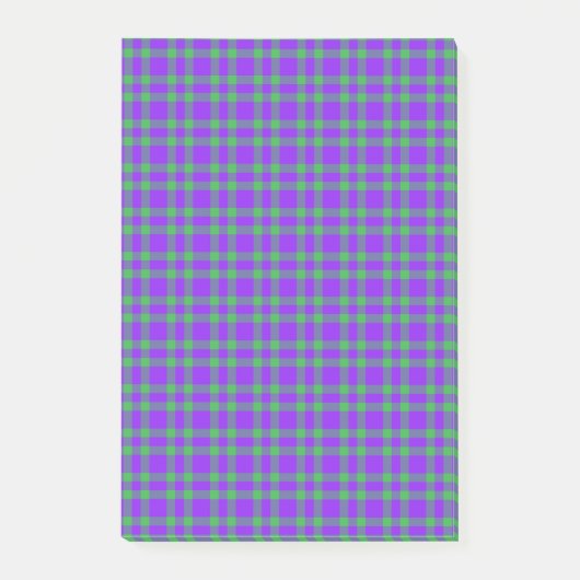 Paars Groen Geruit Patroon Post-it® Notes (Voorkant)