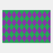 PAARS GROEN GOLD MARDI GRAS DIAMOND PATTERN INPAKPAPIER VEL (Voorkant 3)