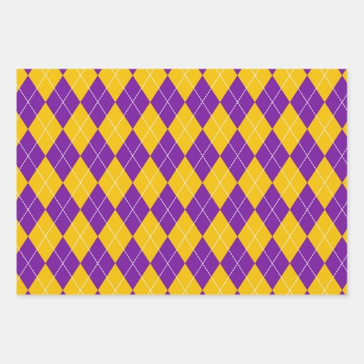 PAARS GROEN GOLD MARDI GRAS DIAMOND PATTERN INPAKPAPIER VEL (Voorkant)
