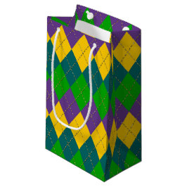 PAARS GROEN GOLD MARDI GRAS DIAMOND PATTERN KLEIN CADEAUZAKJE