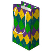 PAARS GROEN GOLD MARDI GRAS DIAMOND PATTERN KLEIN CADEAUZAKJE (Achterkant Gekanteld)