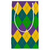 PAARS GROEN GOLD MARDI GRAS DIAMOND PATTERN KLEIN CADEAUZAKJE (Voorkant)
