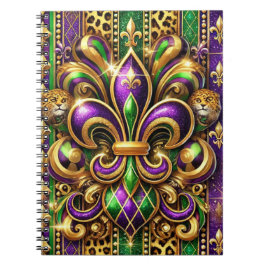 PAARS GROEN GOUD MARDI GRAS FLEUR DE LIS NOTITIEBOEK