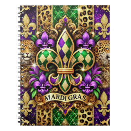 PAARS GROEN GOUD MARDI GRAS FLEUR DE LIS NOTITIEBOEK