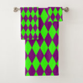 Paars Groen Harlekijn Geruit Ontwerp Bad Handdoek (Insitu)