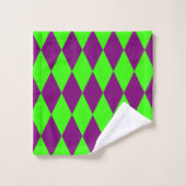 Paars Groen Harlekijn Geruit Ontwerp Bad Handdoek (Wasdoekje)