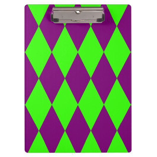 Paars Groen Harlekijn Geruit Ontwerp Klembord (Voorkant)