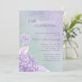 Paars + Groen Hydrangea 25-jarig huwelijksjubileum Kaart (Staand voorkant)