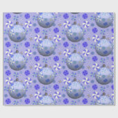 Paars groen kerstornament Paars wit Snoep Cadeaupapier (Vlak)