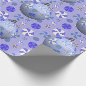 Paars groen kerstornament Paars wit Snoep Cadeaupapier (Hoek)