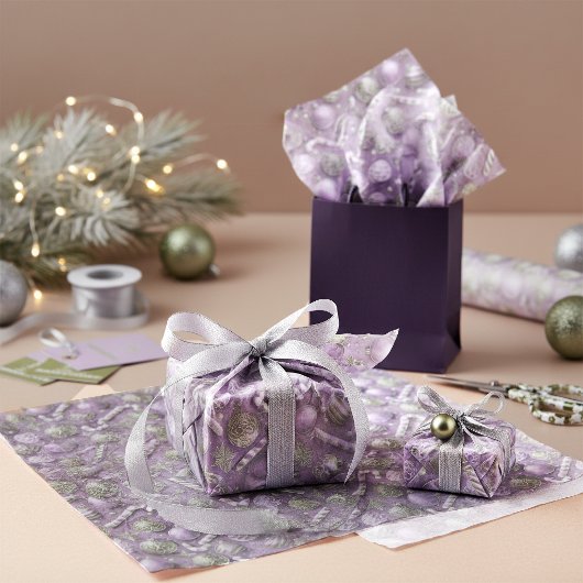 Paars Groen Kerstpatroon#12 ID1009 Tissuepapier