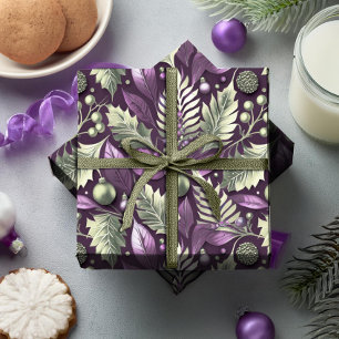 Paars Groen Kerstpatroon#22 ID1009 Cadeaupapier