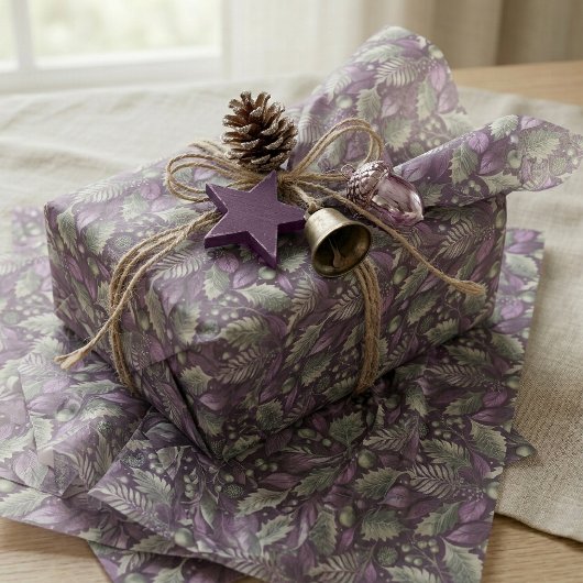 Paars Groen Kerstpatroon#22 ID1009 Tissuepapier
