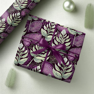 Paars Groen Kerstpatroon#29 ID1009 Cadeaupapier