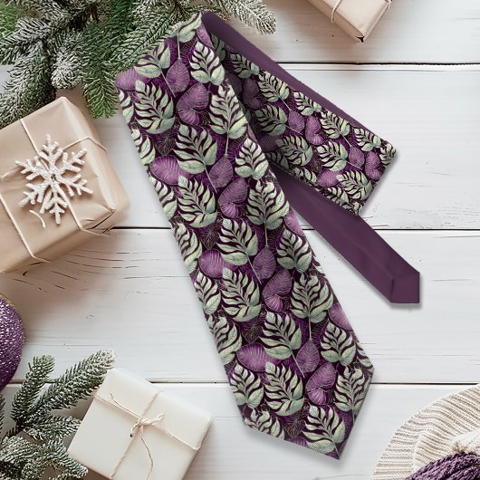 Paars Groen Kerstpatroon#29 ID1009 Stropdas