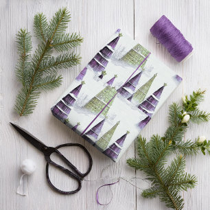 Paars Groen Kerstpatroon#8 ID1009 Cadeaupapier