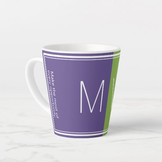 Paars Groen | Modern | MOTIVATIE | MONOGRAM Latte Mok (Linkerhoek)