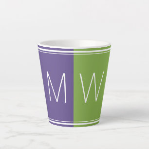 Paars Groen Modern MOTIVATIE MONOGRAM Latte Mok