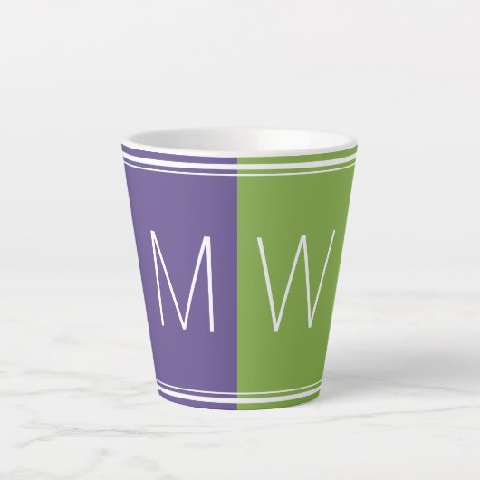 Paars Groen | Modern | MOTIVATIE | MONOGRAM Latte Mok (Voorkant)