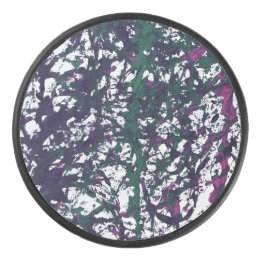 Paars, Groen, Roze, Marmer Kunstwerk Hockey Puck