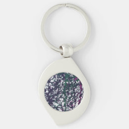 Paars, Groen, Roze, Marmer Kunstwerk Sleutelhanger