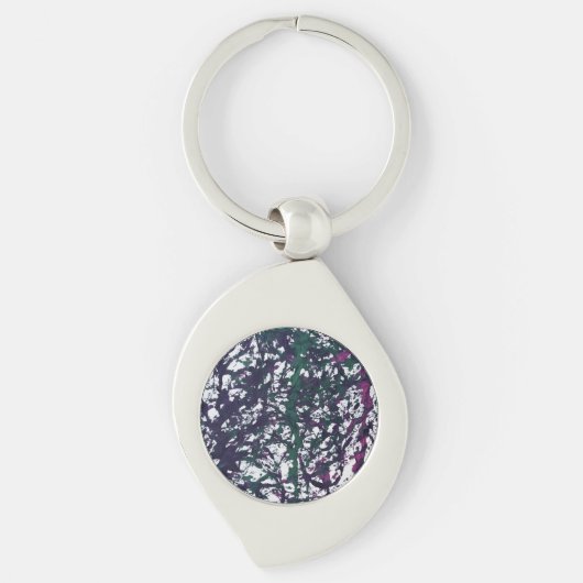 Paars, Groen, Roze, Marmer Kunstwerk Sleutelhanger (Voorkant)
