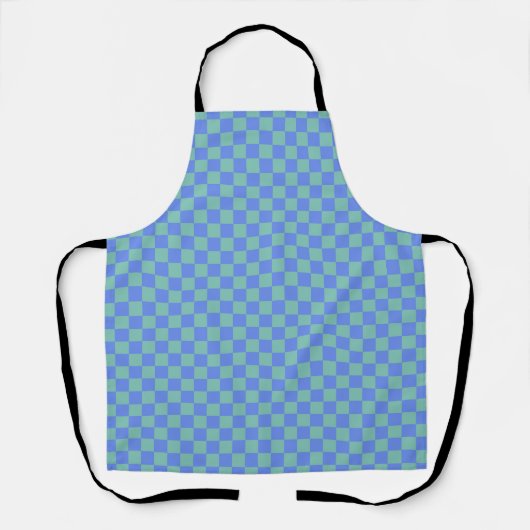 Paars Groen Schachbrettinguinpatroon Schort (Voorkant)