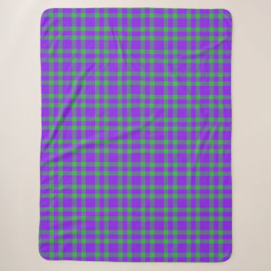 Paars Groen Schotlandse Ruit Patroon Sherpa Deken