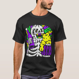Paars groen Skeleton Mardi Gras Botten Carnival Pa T-shirt