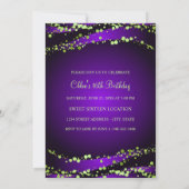 Paars & Groen Stardust | Sweet 16 Uitnodiging (Achterkant)