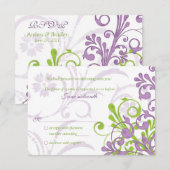 Paars Groen Wit Abstract Bloem Bruiloft rsvp (Voorkant / Achterkant)