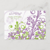 Paars Groen Wit Abstract Bloem Bruiloft rsvp (Achterkant)
