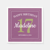 Paars-groene 17e verjaardag of enige leeftijd servet (Voorkant)