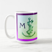 PAARS GROENE ANTIEK ANCHOR, FISCH NAUTISCH Monogra Koffiemok (Links)