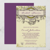 Paars Groene  Floral Vrijgezellenfeest Kaart (Voorkant / Achterkant)