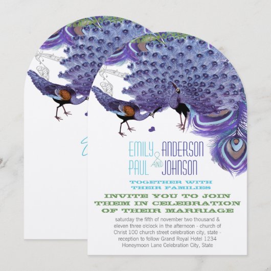 Paars-groene koper-blauwe pacock-doezelaar kaart (Voorkant / Achterkant)