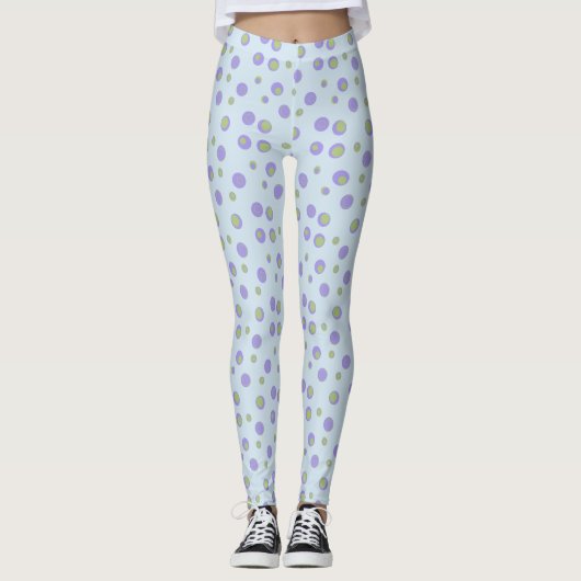 Paars Groene Polka Dot Apparel Leggings (Voorkant)