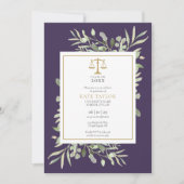 Paars Groene Rechtsgeleerdheid Afstudeerfoto Kaart (Voorkant)